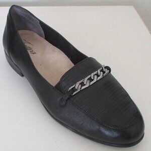 Trotters Womens Black Leather Flat Loafer Shoe NWD - Size 9.5W